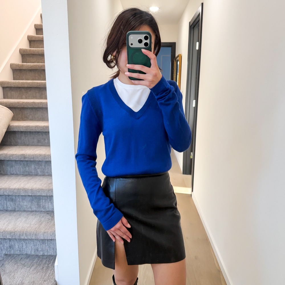 Paul Smith 100% Wool Old Money Preppy Boho Minimalist Sweater Cobalt Dark Blue S